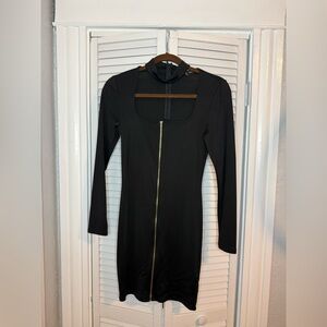 Fitted Black Zipper Dress